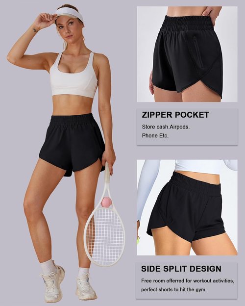 BMJL Women's Running Shorts - Elastic High Waisted with Pockets | 2.5" Quick Dry Athletic Shorts