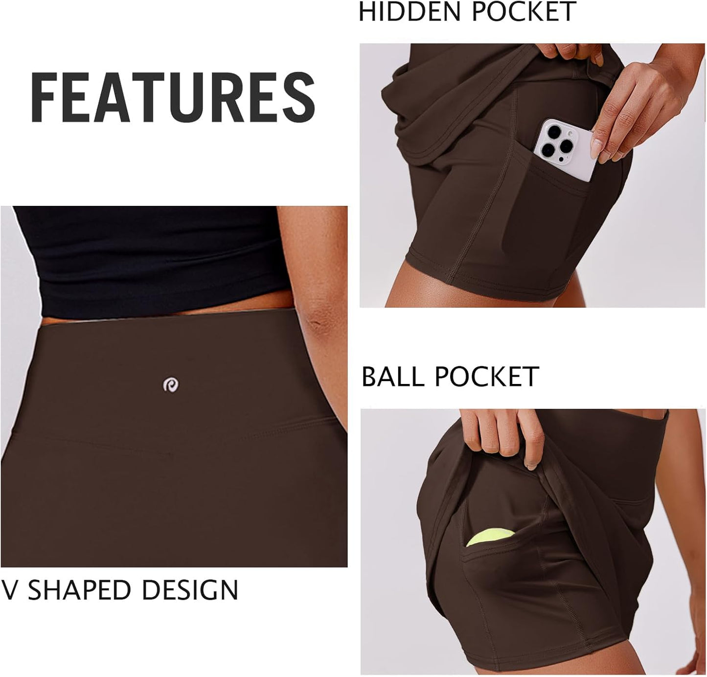 PINSPARK Women's Tennis Skirt - High Waisted Golf Skort with 2 Pockets | Stretchy Athletic Skirt for Workouts