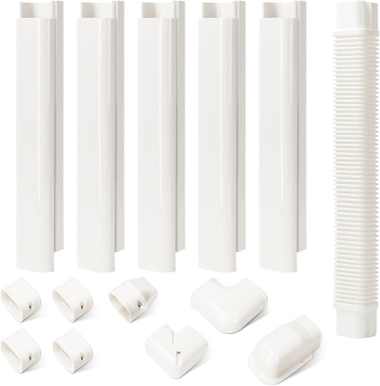 HOXHA 10Ft Mini Split Line Set Cover Kit for Air Conditioners & Heat Pumps - Decorative PVC Slim Design