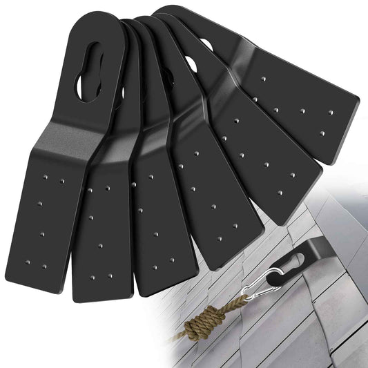 6 Pcs Roof Safety Anchor Hitch Clip, Black Roof Anchors, For Fall Protection Connects To Wood Surfaces, Permanent Roof Anchor Use With Roofing Harness, Safety Ropes And Other Roof Safety Equipment