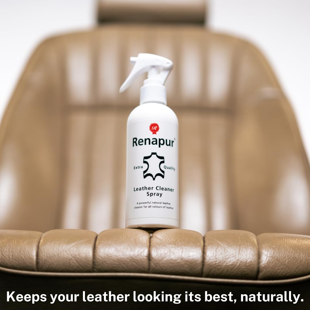 Renapur Natural Leather Cleaner Spray – Deep-Cleaning & Conditioning Formula for all your Leather, including Sofas, Car Interiors, Footwear, Clothing & Saddles & Tack. (8.5 fl.oz) - Packaging May Vary
