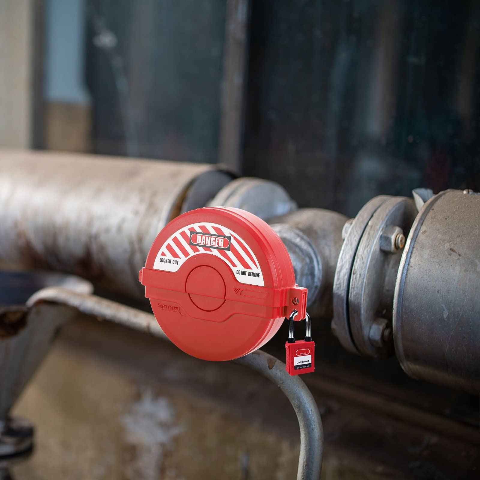 Foraineam 4 Pack Gate Valve Lockout Device, 2 Sizes Assorted for 1-2.5 Inch and 2.5-5 Inch Diameter Valve Handles, Outdoor Water Faucet Knob Lock, Propane Tank Lock, Gas Valve Lock