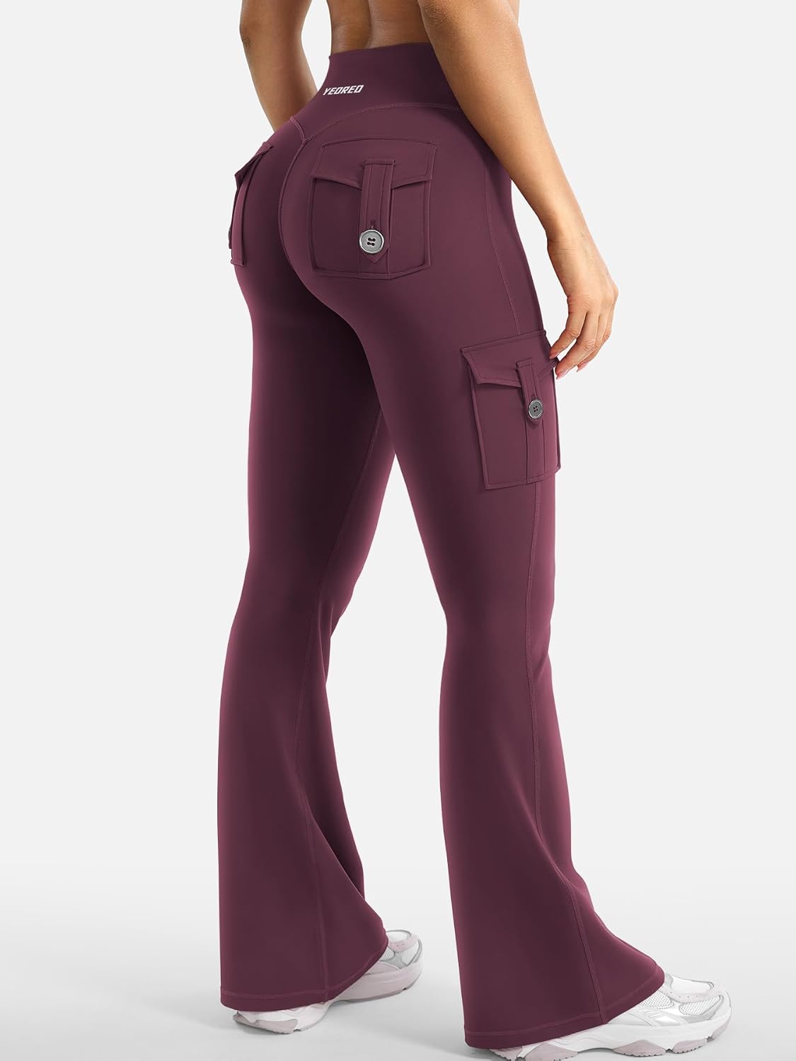 YEOREO CoreFlex Women's High Waisted Flare Leggings - Hidden Pockets & No Front Seam for Gym & Yoga