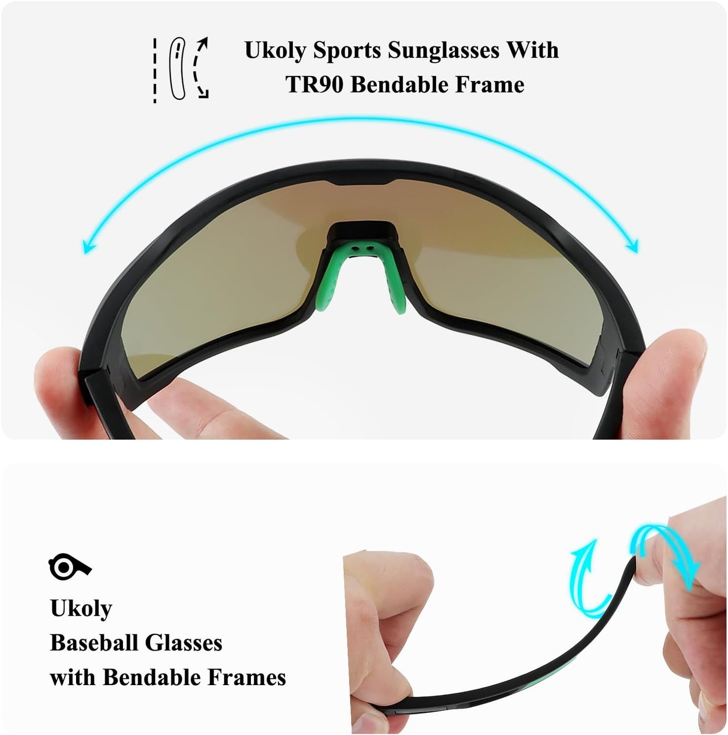 Ukoly Cycling Glasses - HD Lens UV400 Sports Sunglasses for Men & Women | Ideal for Running, Baseball, Fishing, Golf