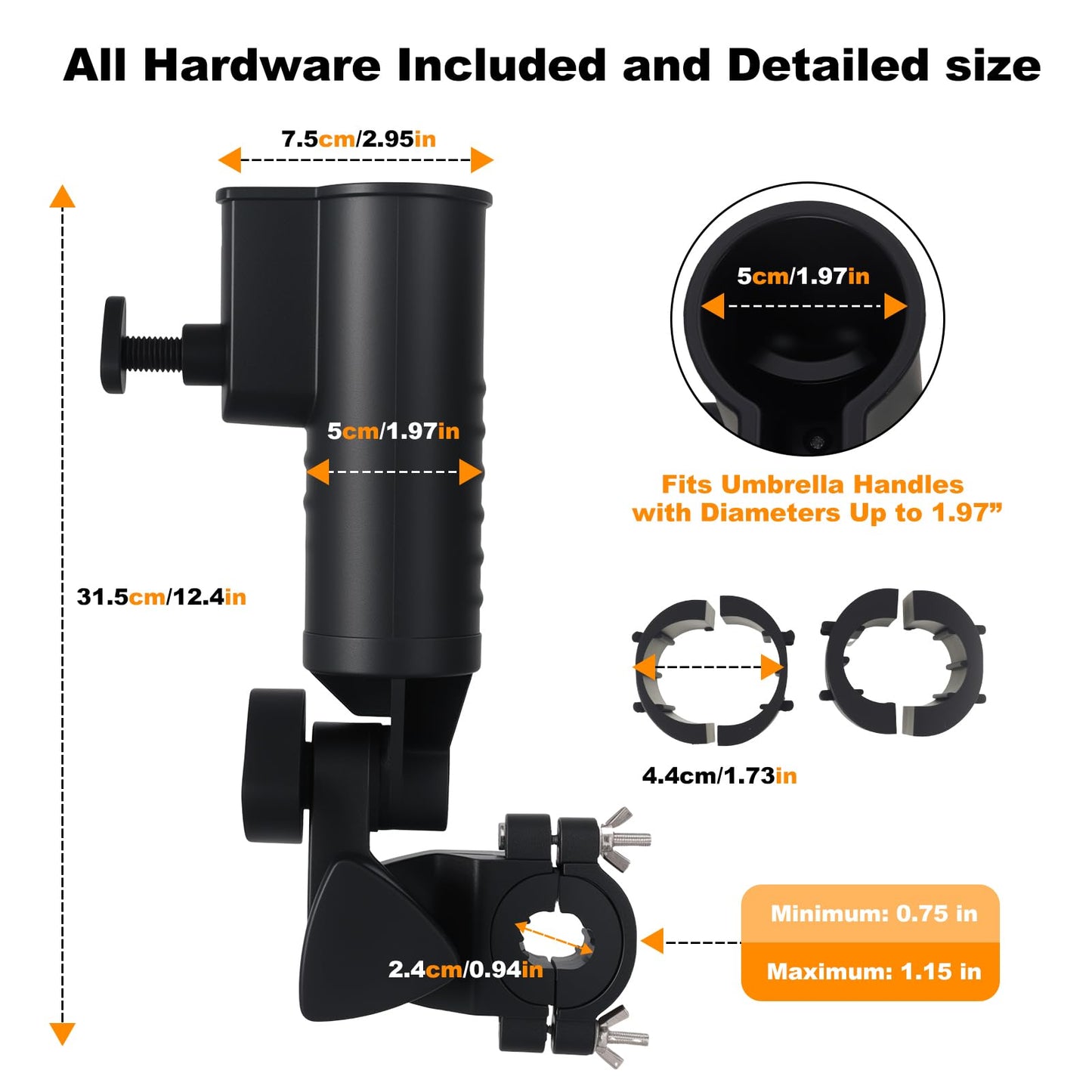 Umbrella Holder Compatible with Caddytek,Ultra Windproof, Universal Umbrella Extender for Stroller,Wheelchair,Beach Chair,Golf Push Cart