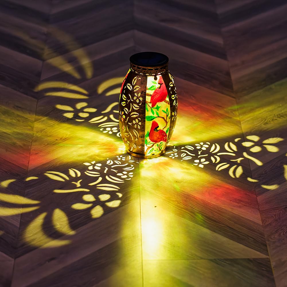 VEWOGARDEN Hanging Solar Lanterns Outdoor Waterproof Decorative Cardinal Solar Lights for Patio Porch Garden Table Decor