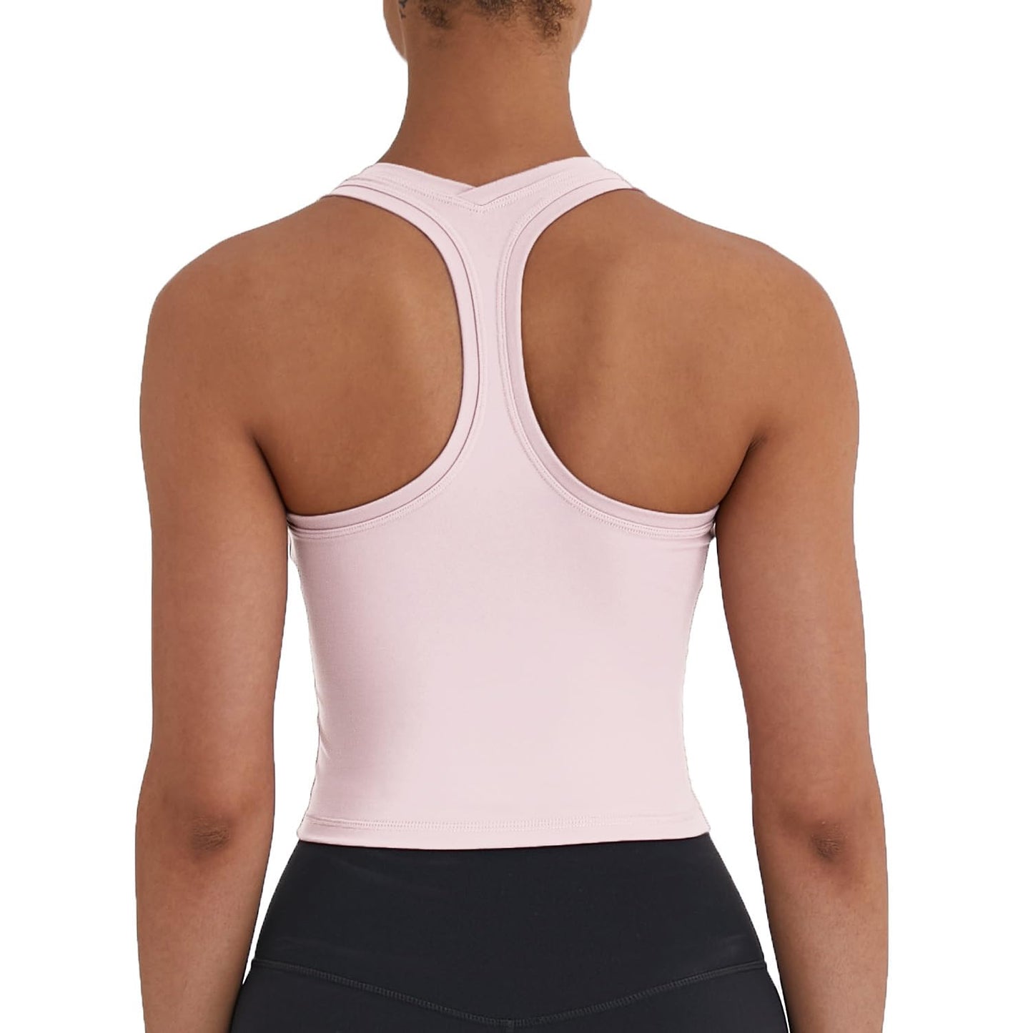 Women's Cropped Racerback Tank Tops Running Workout Tops Active Yoga Tops(Pink,4)