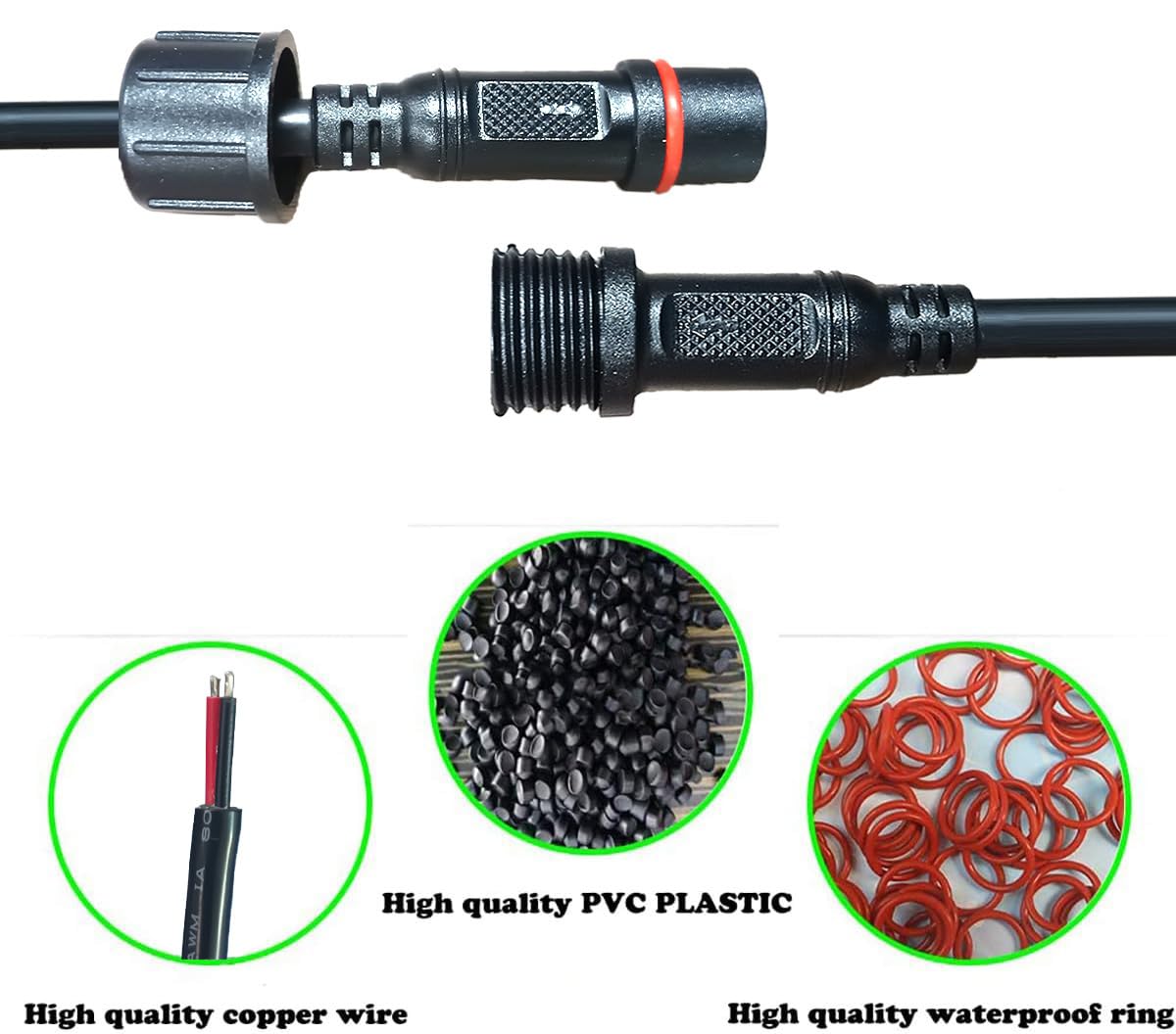 NEWNEWLIU 2Pin Waterproof Connector,2 Wire Electrical Connector,with 18AGW 20CM Male Female Plug LED Connector,for Car,Truck,Boat,Indoor/Outdoor LED Strip Lights(4Pairs)