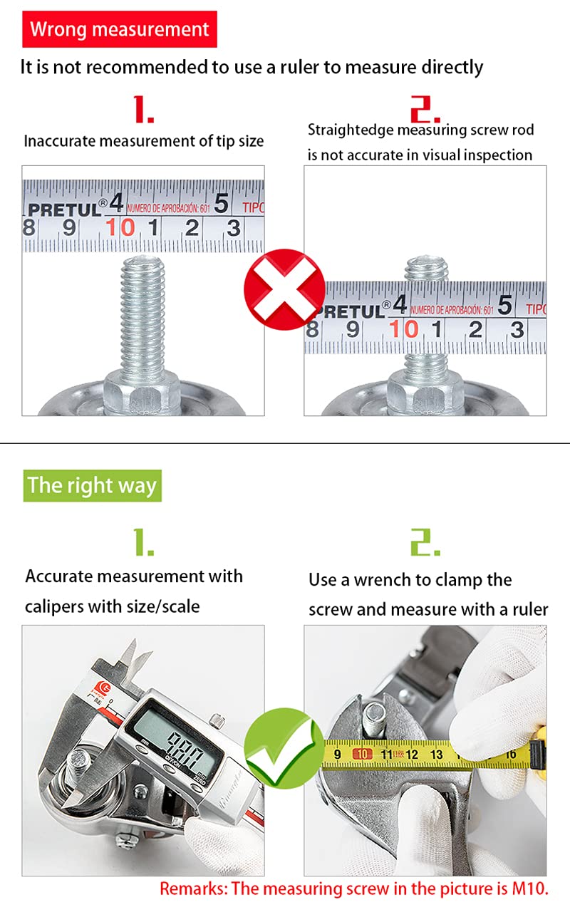 NERILEE 4-Pack 1 Inch M6x 15mm Swivel Caster Wheels with Mini Threaded Stem Small Tiny Shopping Cart Wheel Rubber TPE Perfect Caster Set for Small Furniture and Equipment