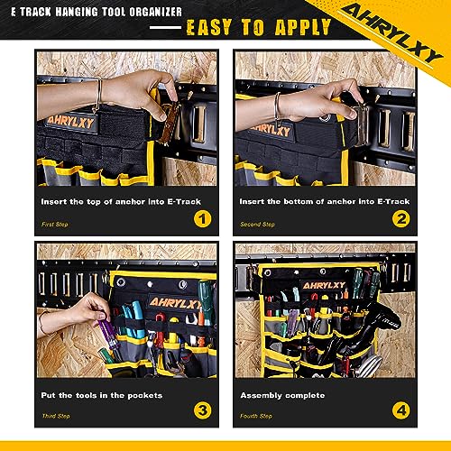E-Track Hanging Tool Organizer, E Track Wall Hanging Pocket Tool Holder, E-Track Accessories for Enclosed Trailer, Garage Warehouse and Workshop, Etrack Wall Mount Multi Pockets Tool Organizer