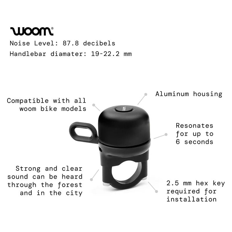 woom Bing Bell, Children’s Classic Bicycle Bell Accessory, Aluminum Bike Bell for Kids with Loud Clear Safety Sound (Fits 19 mm-22.2 Handlebars)