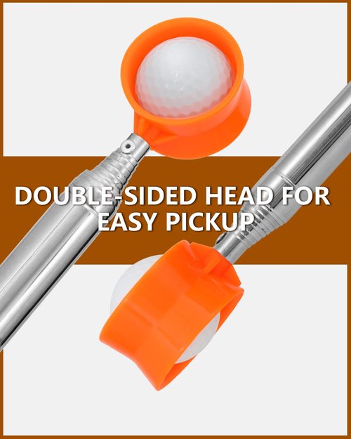 MistyBrew Telescopic Golf Ball Retriever 9/12ft |Premium Double-Sided Head Pickup Tool with Anti-Slip Grip, Thickened Stainless Steel Shaft for Picking Balls from Water, Bush, Rough, Golf Accessories