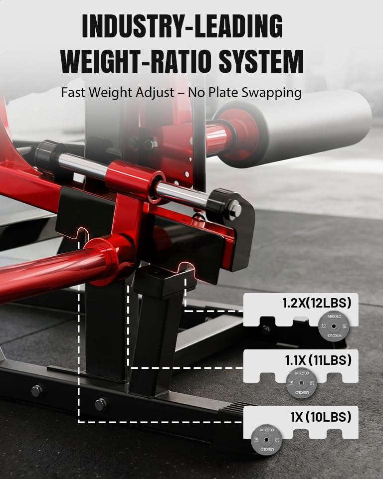Leg Extension and Curl Machine - Adjustable Home Gym Equipment - Red
