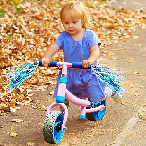 Kids Bike Handlebar Streamers - Shiny Blue Tassel Ribbons