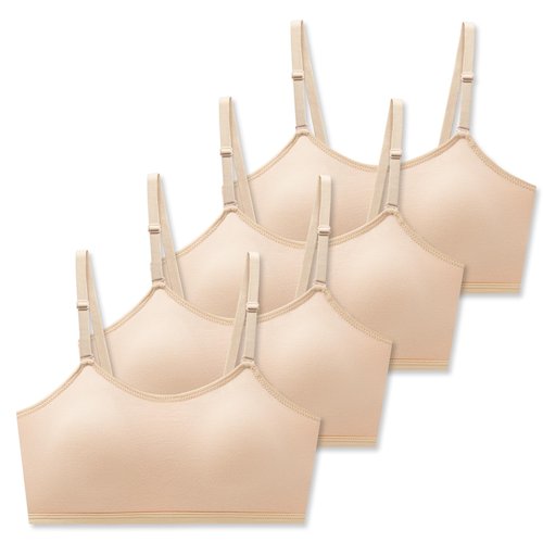 SALIA GIRL Sport Cami Bras Cotton for Teens Girls Training Bras 10-16 with Adjustable Straps Fixed Pads, Medium