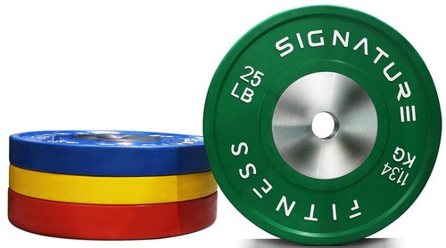 Fitvids 2" Olympic Competition Bumper Plate with Steel Hub, 25 LBS Single, Green