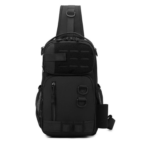 CamGo Small Tactical Sling Bag Black Military One Strap Crossbody Fishing Shoulder Pack Molle Backpack for Sport Daily