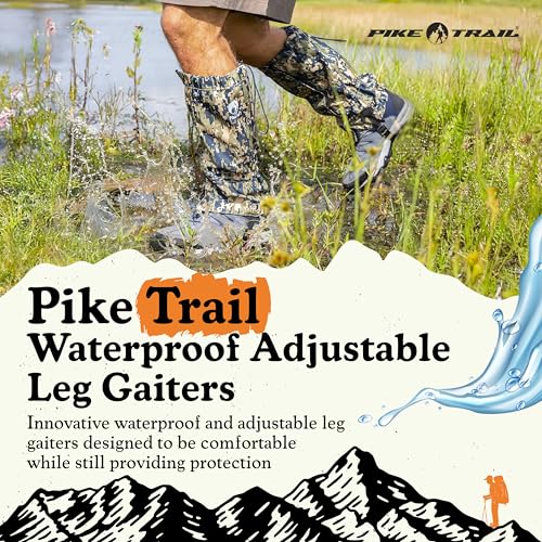 Adjustable Leg Gaiters - Lightweight Waterproof Leg Guards - Black