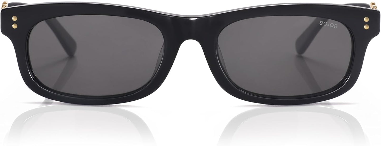 SOJOS Polarized Narrow Rectangle Sunglasses for Women - Retro Classic Acetate Frame in Lace Coral