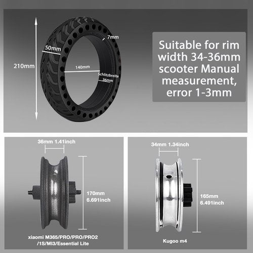 1 Pack Solid Tire,8.5Inch Electric Scooter Wheels for Xiaomi M365 Gotrax/gxl V2/XR Scooter Accessories,8 1/2'' Front/Rear Rear Solid Tires replacement wheel