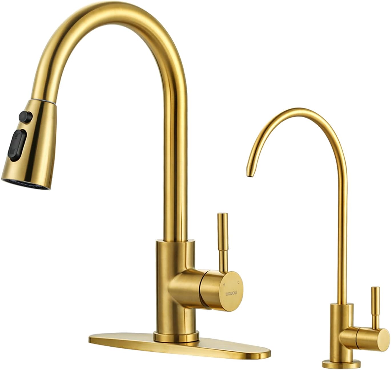Stainless Steel Kitchen Faucet Combo with Water Filter - Brushed Nickel Sink Faucet for RO Systems