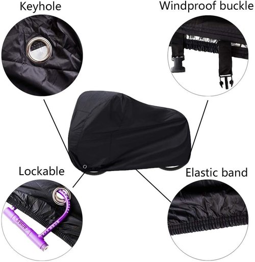Bike Cover - Waterproof Outdoor Bicycle Cover | Thick Black 29-Inch with Lock Hole & Storage Bag
