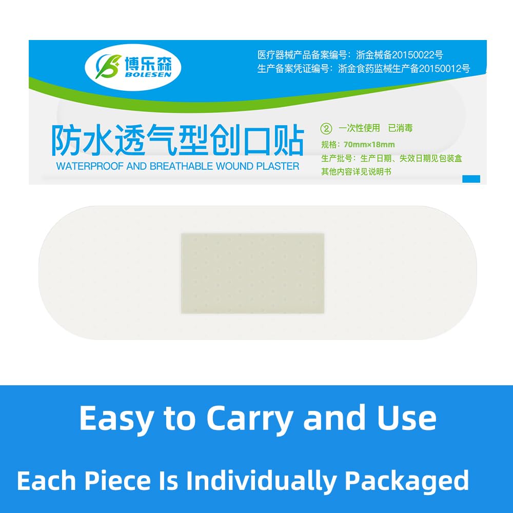 Waterproof Adhesive Bandages, Clear Bandages of Minor Cuts Scrapes, 2.7 x 0.7 Inch, 100 Count First Aid Elastic Bandages, Water Block Wound Tape for Swimming, Bathing - 1 Box