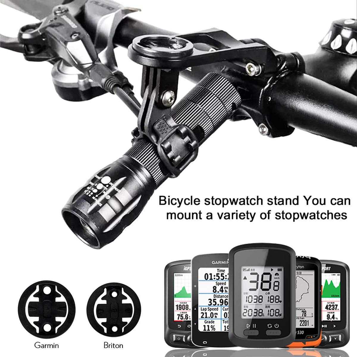 Wolfride Bike Computer Mount Out Front | Adjustable Angle Extension Handlebar Mount | Compatible with Garmin/Wahoo/Cycling Phone/Light/Action Camera