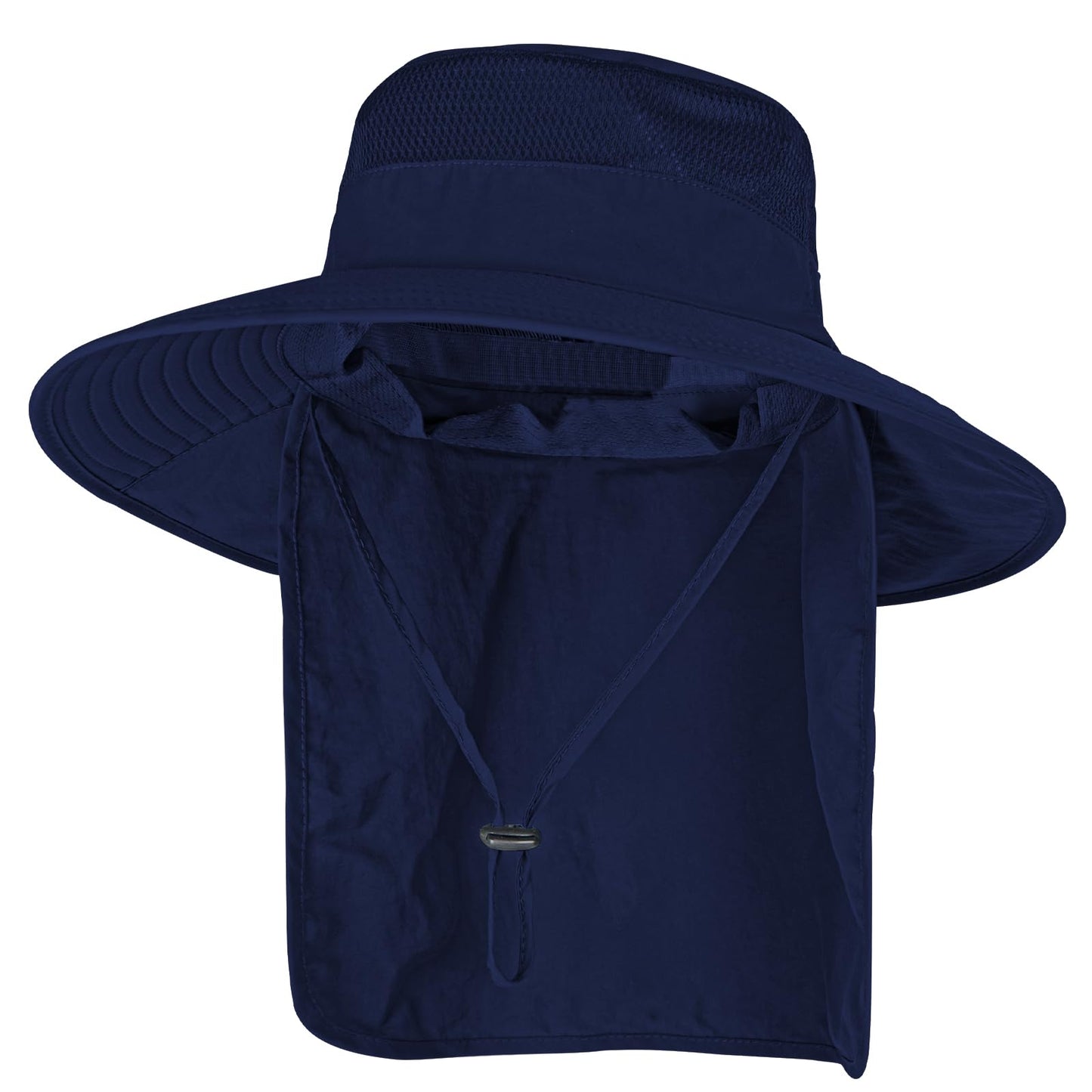 2Pack Sun Hats for Men Women Fishing Hat UPF 50+ Breathable Wide Brim Bucket Hats Summer UV Protection Safari Hat with Neck Flap Black/Navy Blue