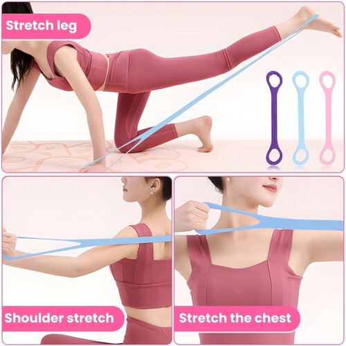 Figure 8 Fitness Resistance Bands - 3-Piece Set for Arm, Back & Shoulder Workouts | Elastic Exercise Ropes for Yoga & Pilates