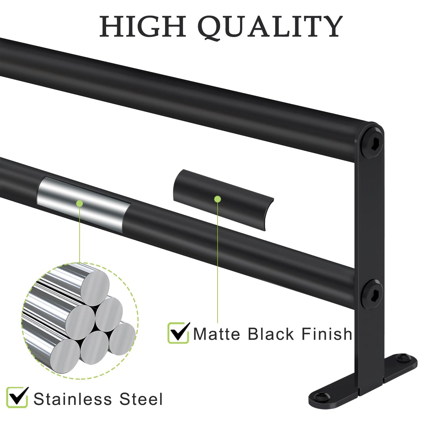 XEENEW Double Towel Bar, 24 Inch Towel Racks for Bathroom, Stainless Steel Bathroom Towel Holder, Towel Rack Wall Mounted Towel Hanger Towel Rod, Matte Black