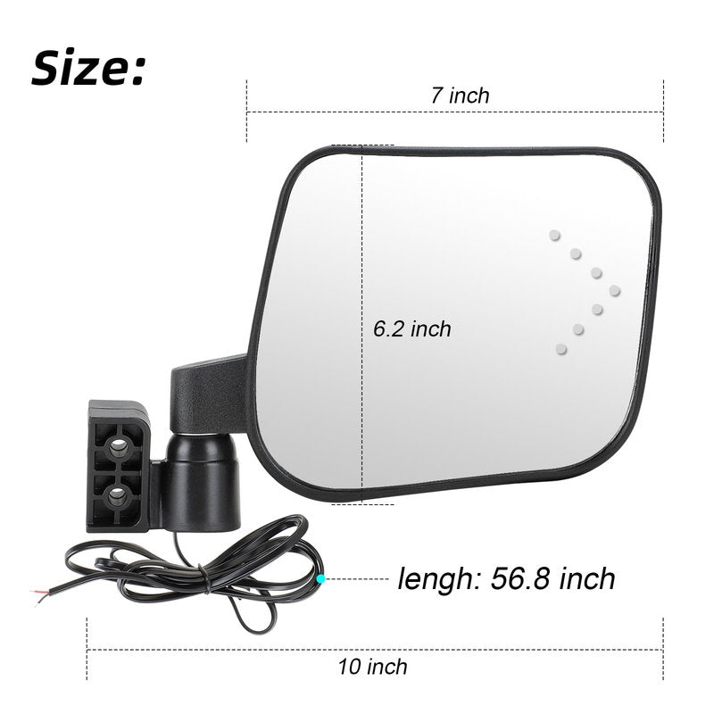 Roykaw Golf Cart Side Mirrors with Turn Signal Light, No Drilling LED Rear Mirrors, Folding Side Mirrors Compatible with EZGO/Club Car/Yamaha 0.75/1.0/1.25-Inch Square Frame Models