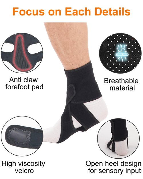 Furlove AFO Foot Drop Brace for Walking, Drop Foot Brace Soft Night Splint for for Sleeping, Adjustable Foot Support (Left)