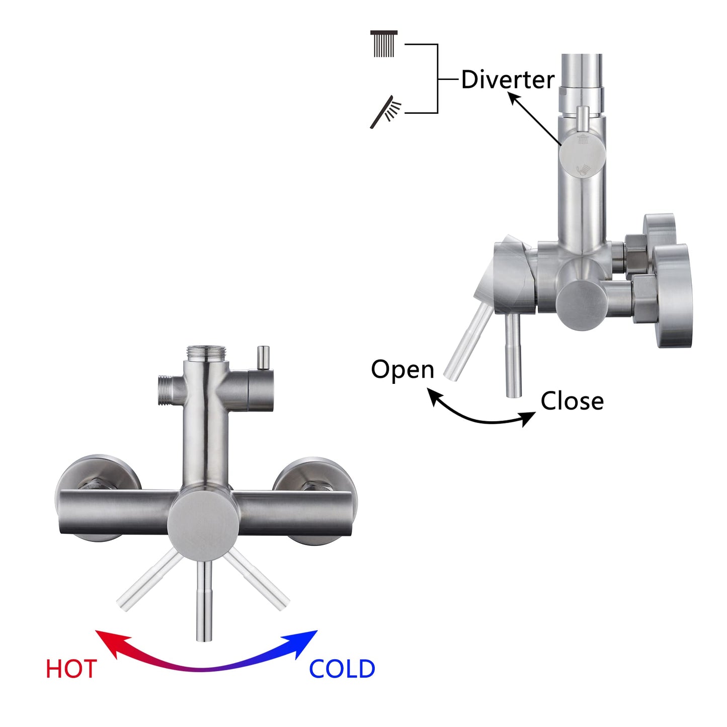 Foroute SS304 Shower Faucet Set - Outdoor Kit - Outdoor Fixtures with Brushed Nickel Shower Head & Handheld Spray, High Pressure