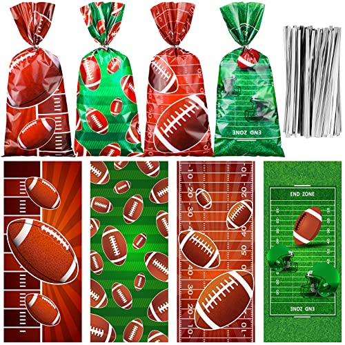 Football Cellophane Bags - 100 Pcs Classic Style Gift Treat Bags