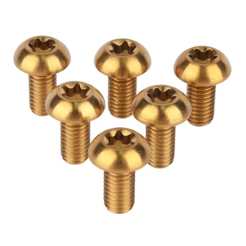UHDFBDHF 6PCS Titanium Bike Screw M5x10mm Bicycle Disc Brakes Rotor Bolts Torx T25 Head (Gold)