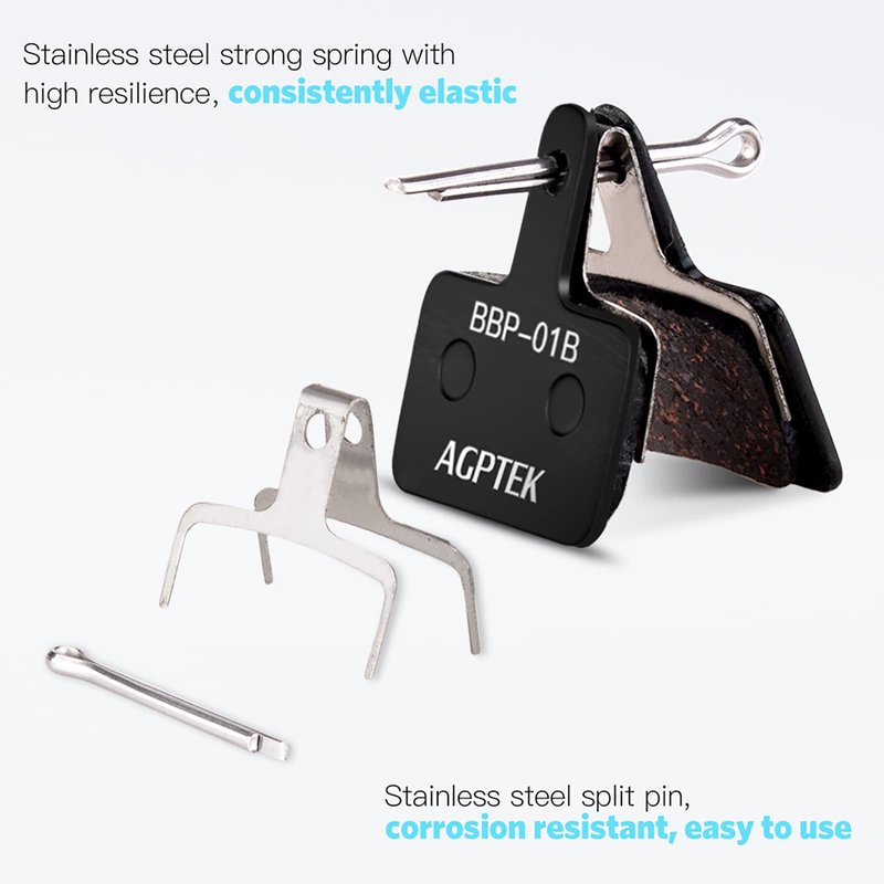AGPTEK Bike Brake Pads, High-Performance Brake Pads, Disc Brake Pads & Spring for Mountain Bike Disc Brakes,Bike Pads Compatible with TRP Tektro Shimano Deore Br,(Semi-Metallic, Black)