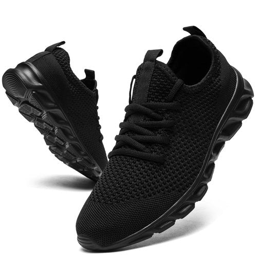 YOSFDC Men's Running Shoes Walking Slip On Comfortable Tennis Breathable Non Slip Athletic Gym Workout Cross Training Fashion Sneakers,Black,11