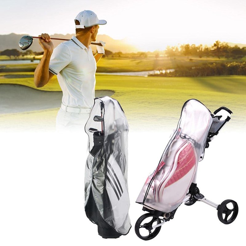 Zhongdawei Golf Bag Rain Cover, Transparent Waterproof Rain Cover Water Windproof Translucent PVC Golf Cart Travel Bag Rain Cover Portable Golf Rain Cover for Golf Bags Push Carts