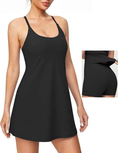 Heathyoga Tennis Dress for Women - Athletic Dress with Built-In Shorts & Pockets | Stylish Golf Outfit