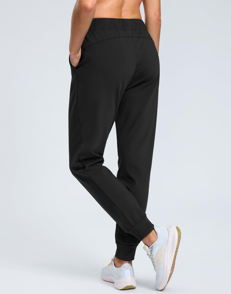 SANTINY Women's Fleece Lined Joggers Pockets Drawstring Waterproof Sweatpants Thermal Ski Running Winter Hiking Pants Women(Black_L)