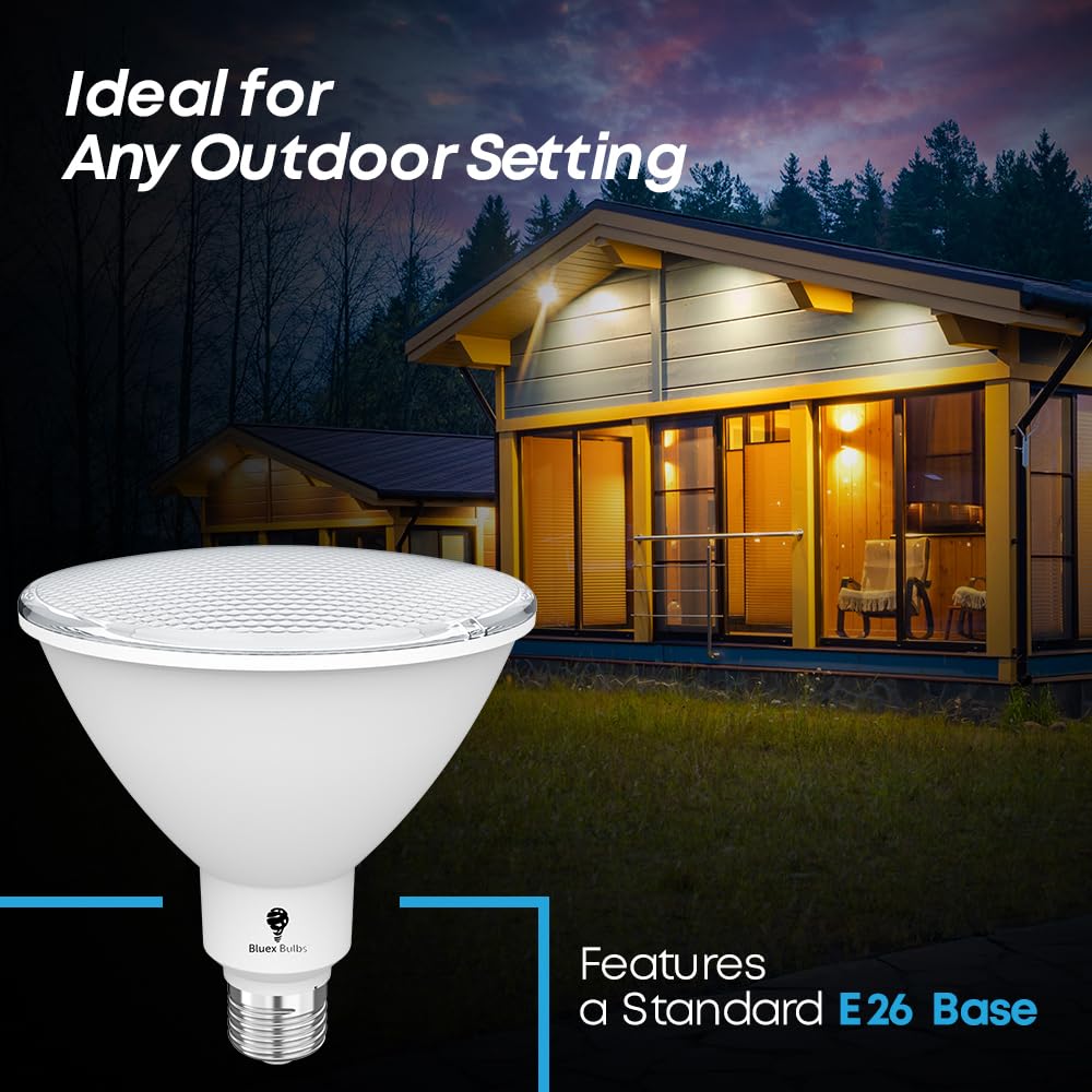 2 Pack High Power Outdoor PAR38 20W 250 Watt Equivalent 2800 Lumens Dimmable LED Flood Light Bulb Super Bright Waterproof E26 5000K Daylight Spotlight Bulbs for Security Backyard Garage Night Chaser