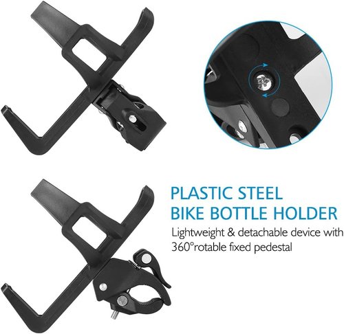Accmor Bike Water Bottle Holders - 360° Rotatable, No Screws, Universal Fit - 2 Pack for Kids & Adults