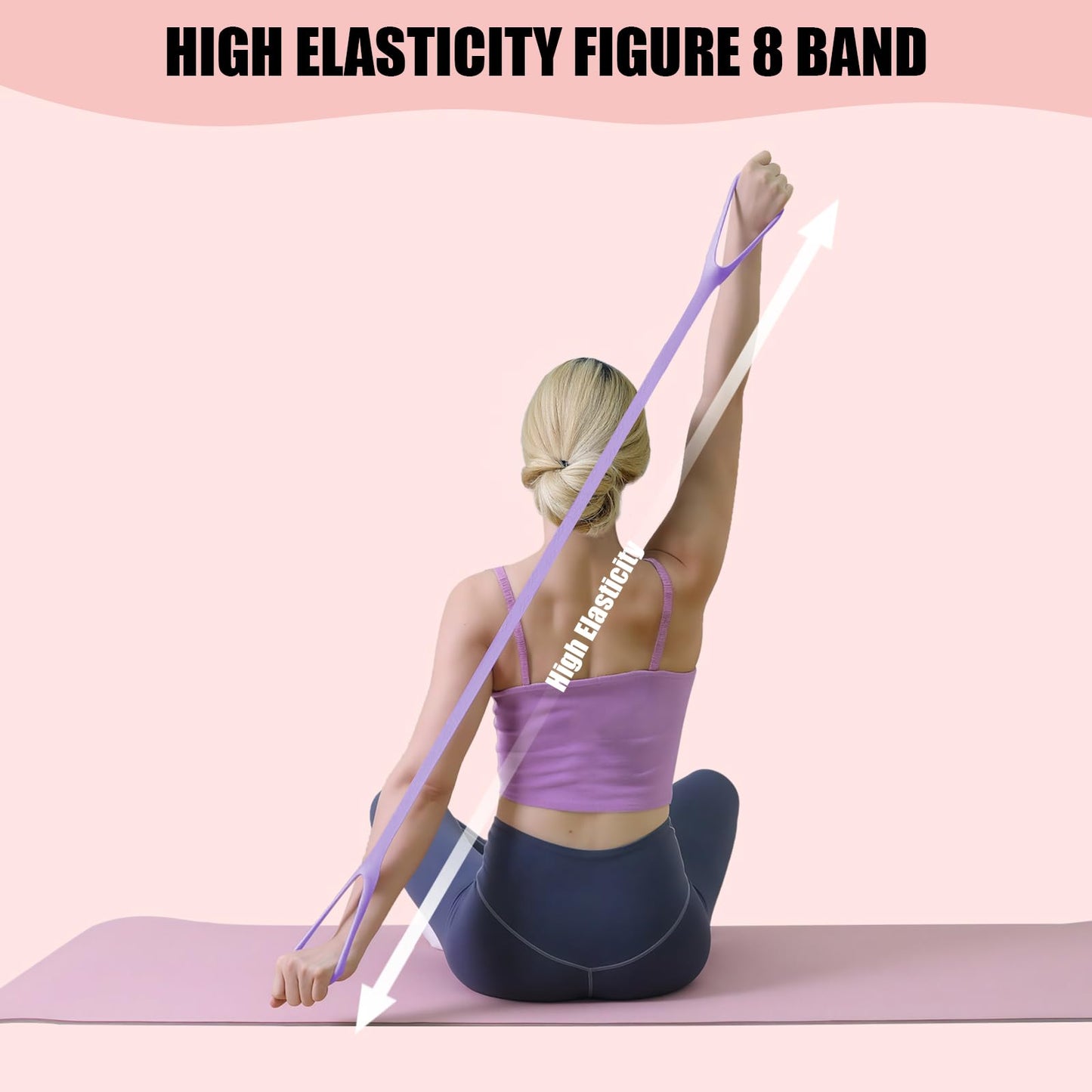 TREKONPEAK Figure 8 Resistance Bands, 8-Shaped Exercise Band for Women Arms Shoulder Back Legs Stretching Pilates Yoga (Pink 15Lb & Purple 25Lb & Blue 35Lb)