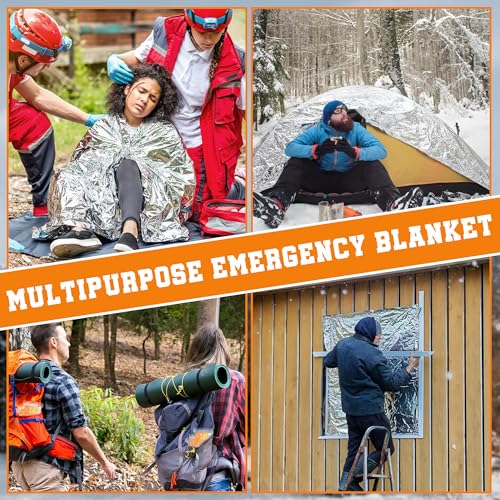 6-Pack Emergency Mylar Thermal Blankets for Survival & Outdoor Use