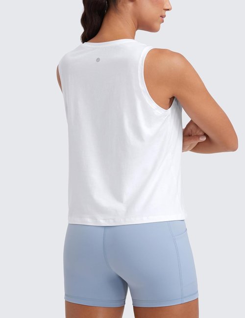 CRZ YOGA Women's Sleeveless Pima Cotton Tank Top - Comfortable Athletic Shirt for Gym & Yoga