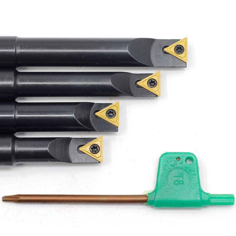 OSCARBIDE 1/2"Round Shank Boring Bar Set, 90 Degree with Indexable Carbide Inserts TCMT21.51(TCMT110204),4 Pieces/Set