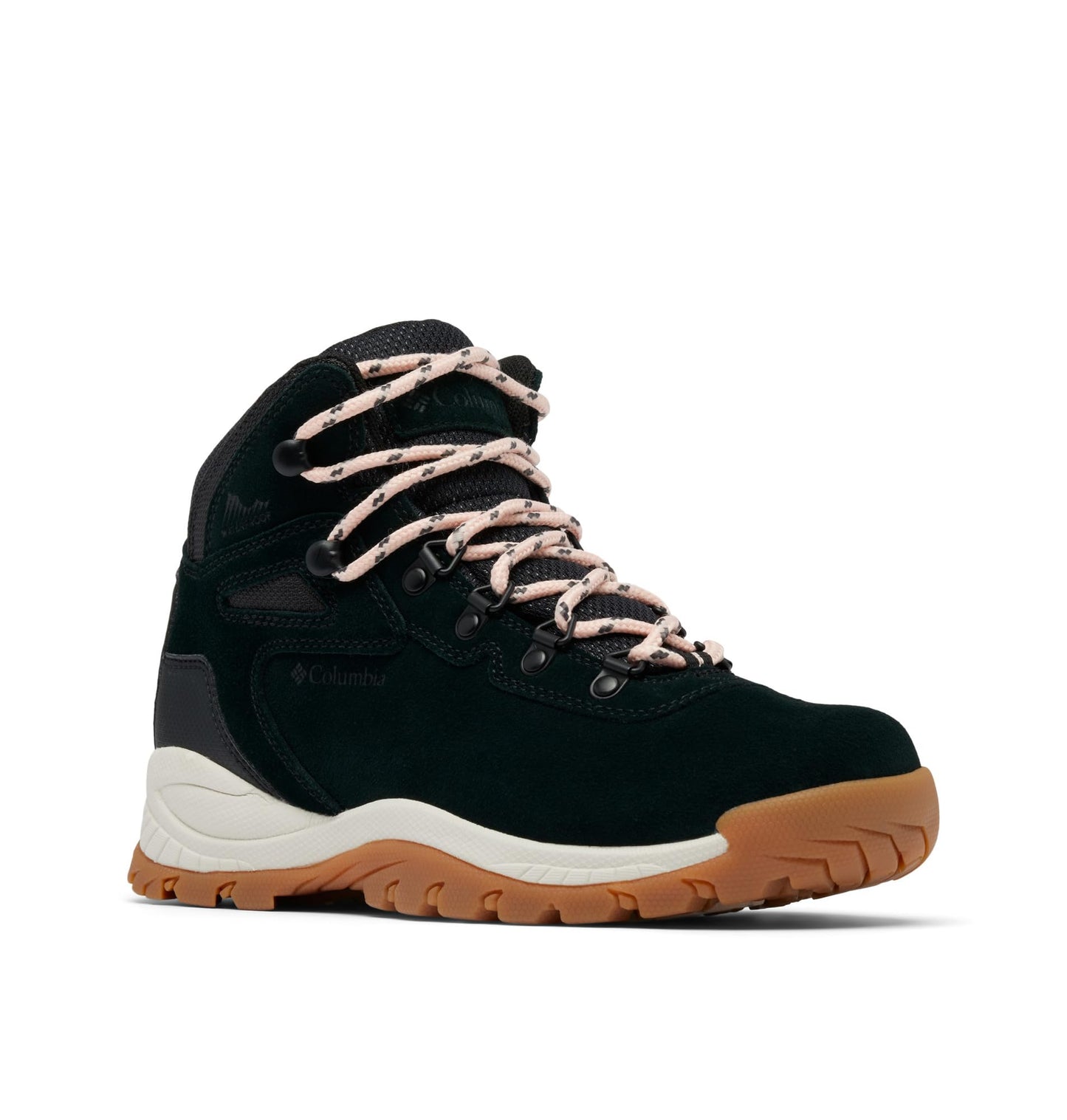 Columbia Womens Newton Ridge Plus Waterproof Amped, Black/Blush Rose, 6 Wide