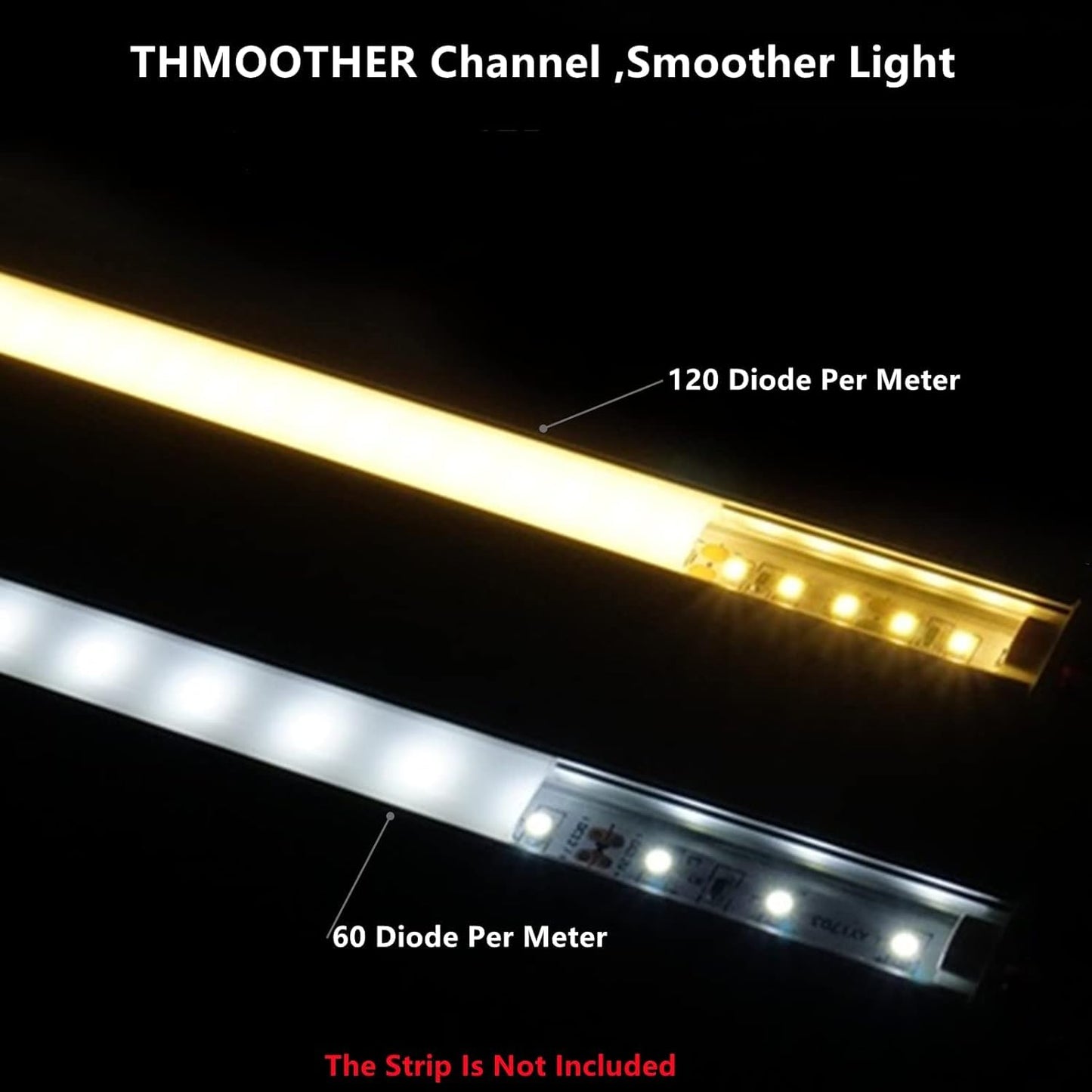 THMOOTHER 10-Pack 6.56FT Pre-Drilled Countersunk Hole LED Strip U Channel Diffuser, Matte Black Flush Mounted Under Cabinet Tape Light Aluminum Low Profile with Milky Cover (10, 6.56FT)