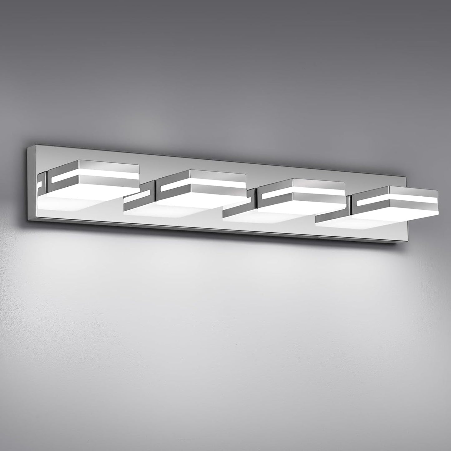 3-Light Modern LED Bathroom Vanity Light Fixture - Black Metal & Acrylic, 16-inch Over Mirror Lighting